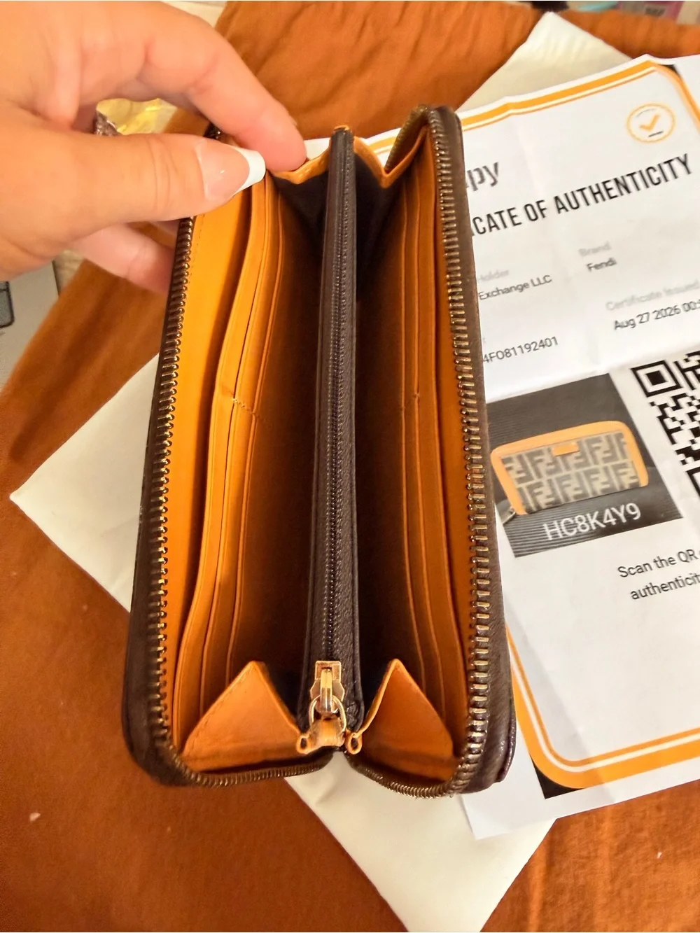 Fendi Brown Zucca Print Canvas Wallet COA included